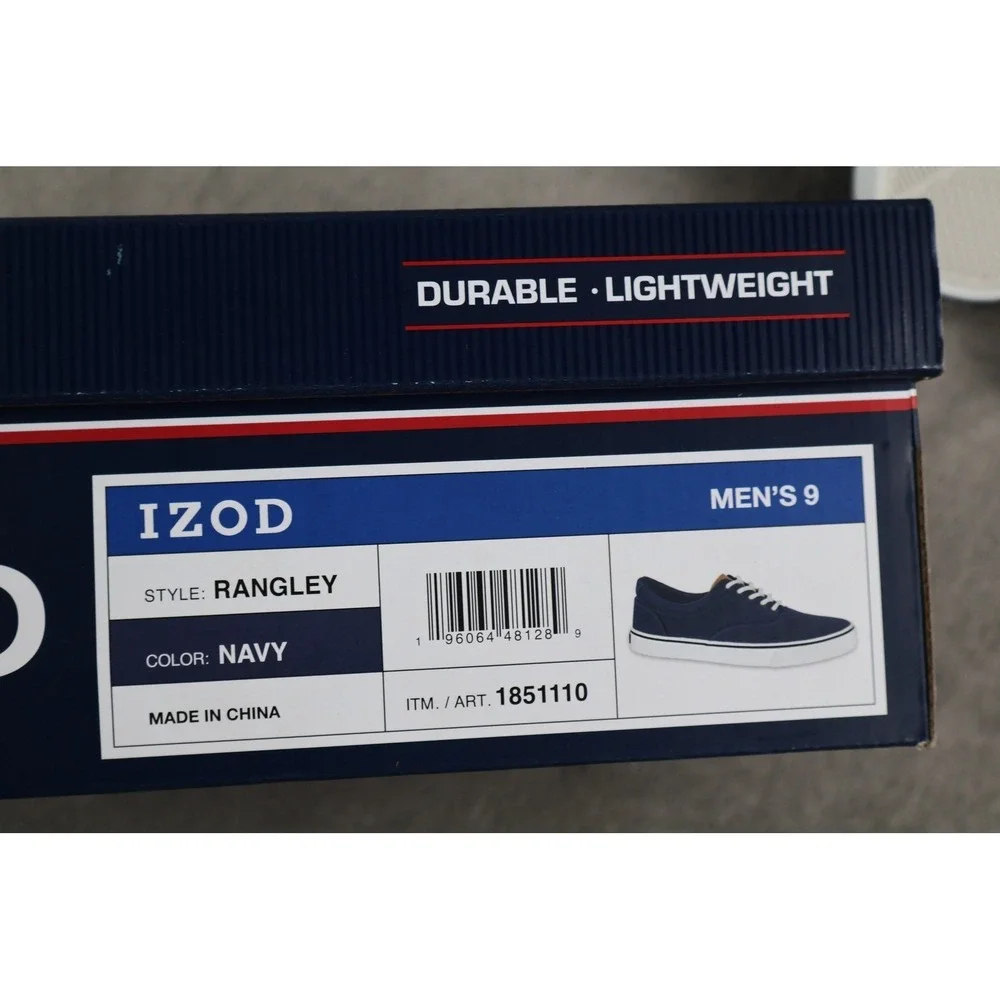 IZOD Rangley Shoes Mens Size 9 Navy Lace Up Casual Canvas Memory Foam‎ 1851110